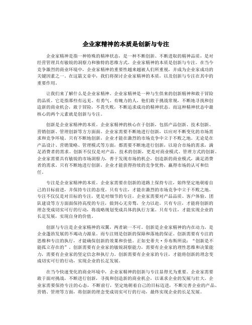 企业家精神的本质是创新与专注