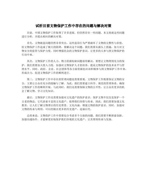 试析目前文物保护工作中存在的问题与解决对策