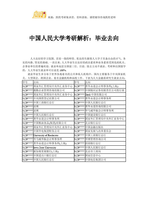 中国人民大学考研解析：毕业去向