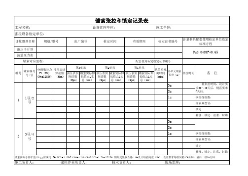 锚索张拉、锁定记录表