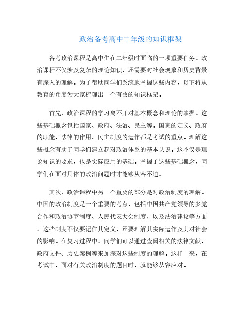 政治备考高中二年级的知识框架