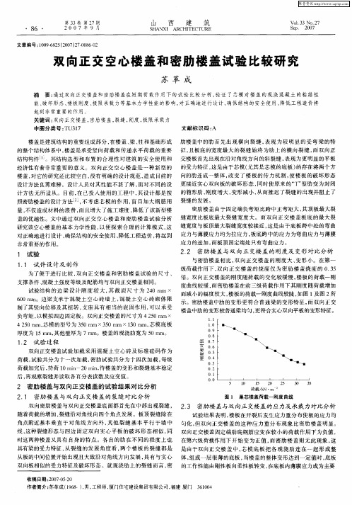 双向正交空心楼盖和密肋楼盖试验比较研究