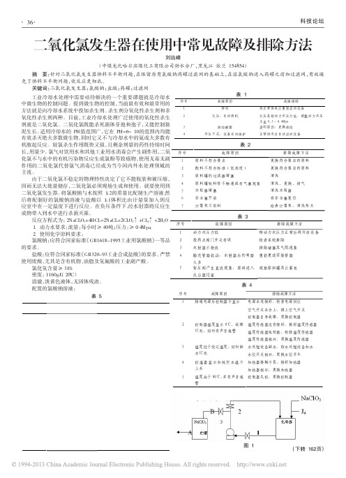 二氧化氯发生器在使用中常见故障及排除方法