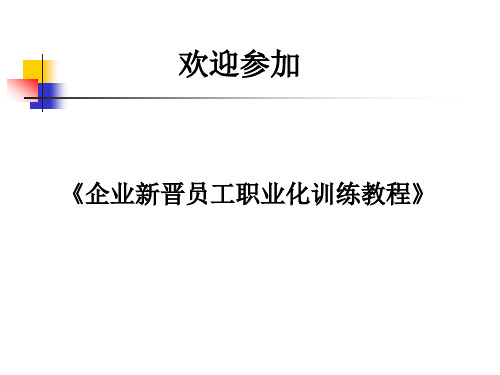 企业新晋员工职业化训练教程