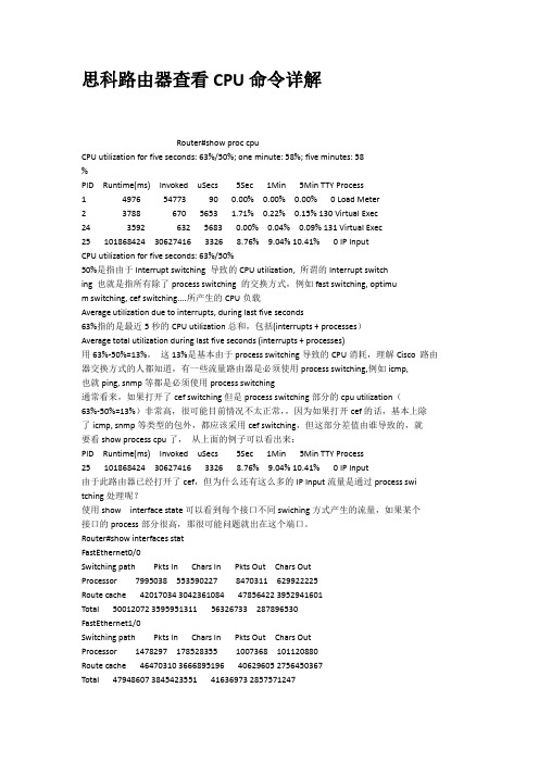 思科路由器查看CPU命令详解