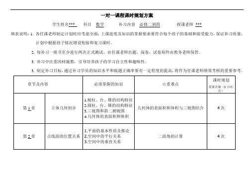 高中数学一对一课程课时规划[新版].doc