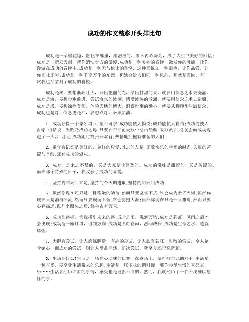 成功的作文精彩开头排比句