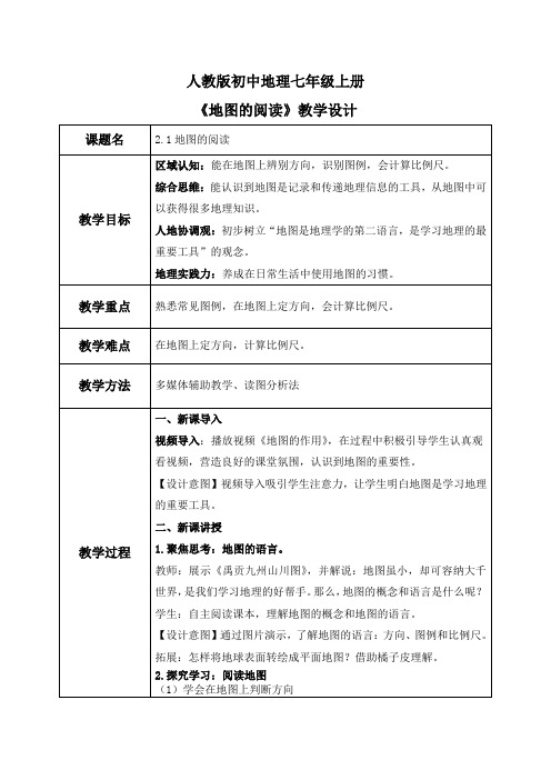 2.1地图的阅读(教案)-2024-2025学年最新人教版七年级上册地理