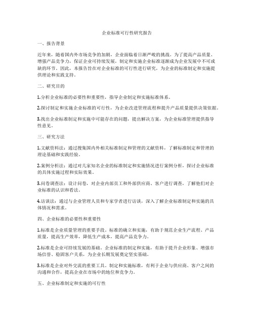 企业标准可行性研究报告