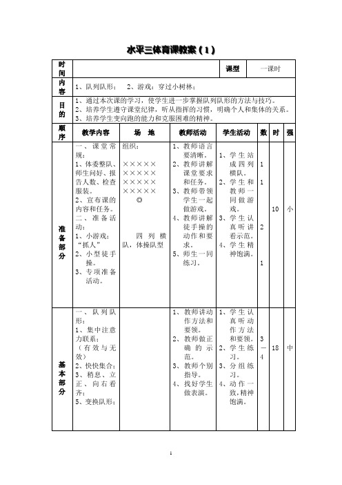 小学水平三体育课教案