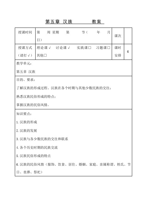 中国民族民俗 第五章 教案