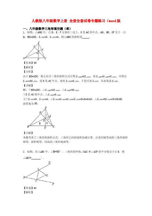 人教版八年级数学上册 全册全套试卷专题练习(word版