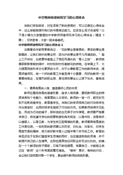 中学教师师德师风学习的心得体会（精选5篇）