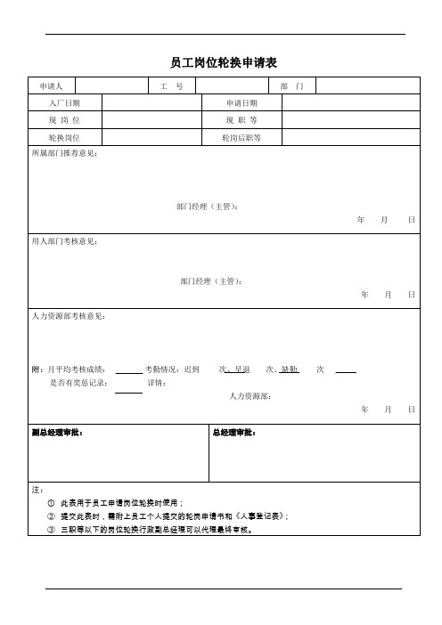 员工岗位轮换申请表