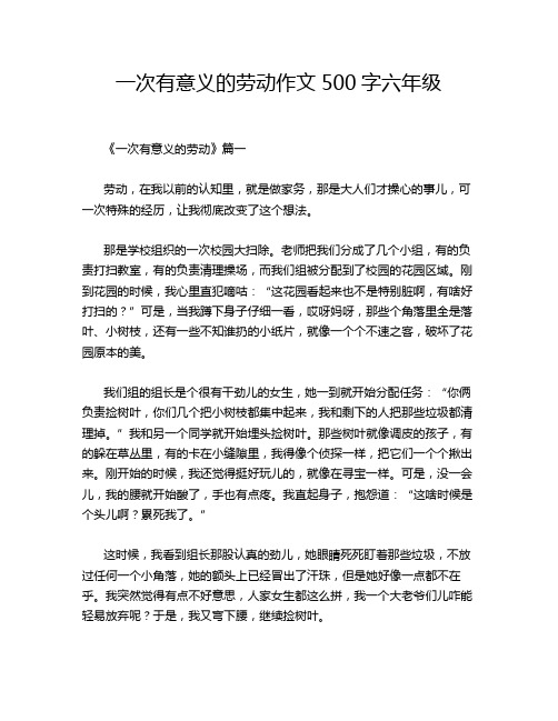 一次有意义的劳动作文500字六年级