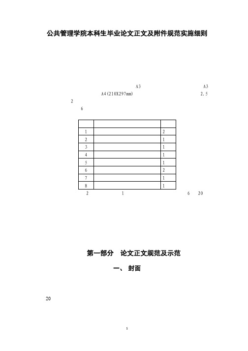 公共管理学院本科生毕业论文正文及附件规范实施细则