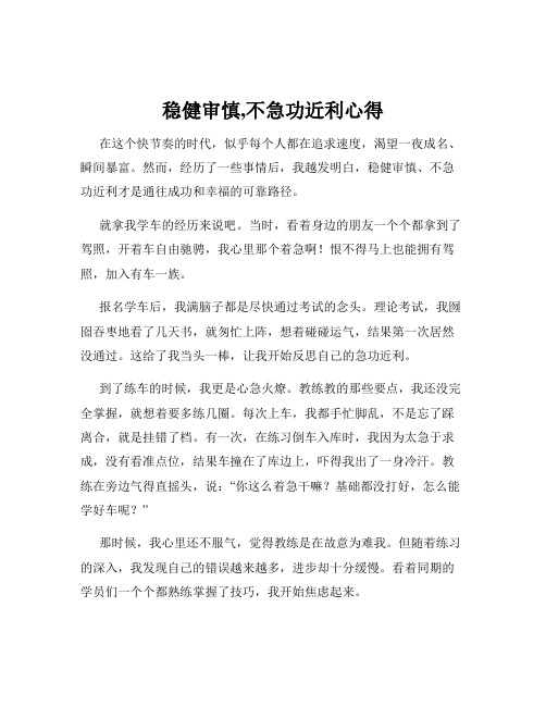 稳健审慎,不急功近利心得