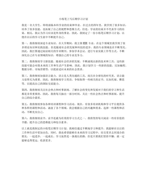 小练笔上写后期学习计划