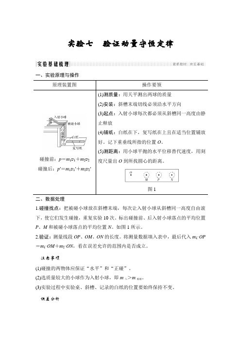 实验七 验证动量守恒定律