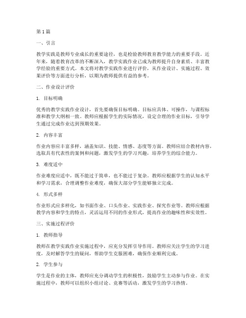 评价教学实践作业(3篇)