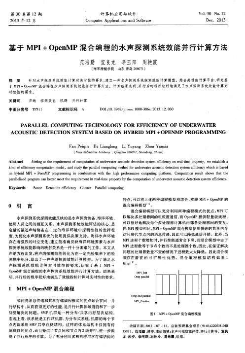 基于 MPI + OpenMP 混合编程的水声探测系统效能并行计算方法