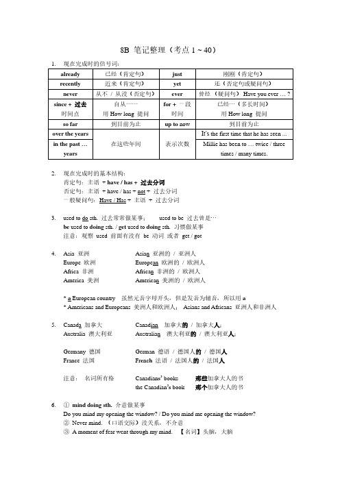 牛津译林版英语八年级下册笔记整理(考点1-40)-PDF