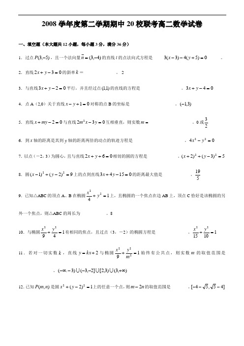 2008-2009-高二下期中-联考