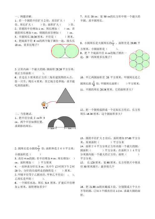 六年级奥数 第十一讲 圆的周长和面积