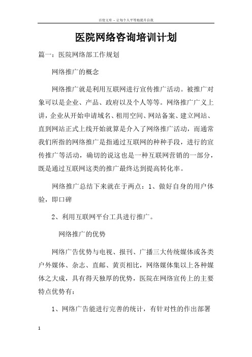 医院网络咨询培训计划doc