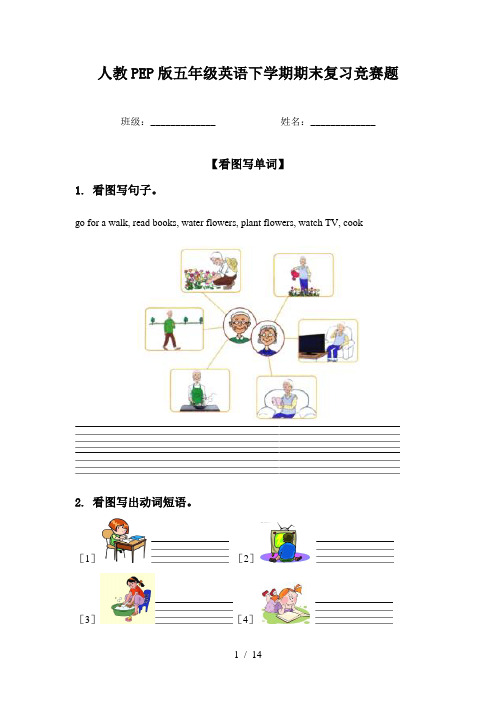 人教PEP版五年级英语下学期期末复习竞赛题