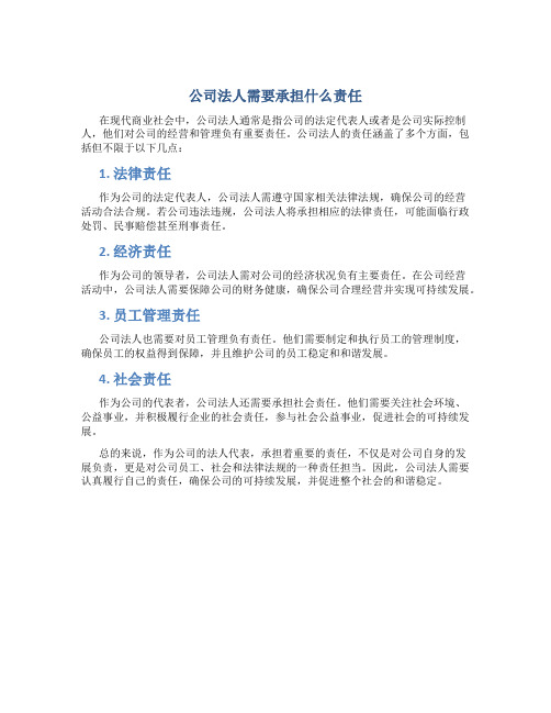 公司法人需要承担什么责任