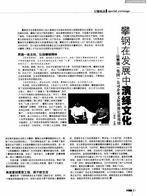 攀钢：在发展中演绎文化——访攀钢(集团)公司企业文化部部长张邦绪