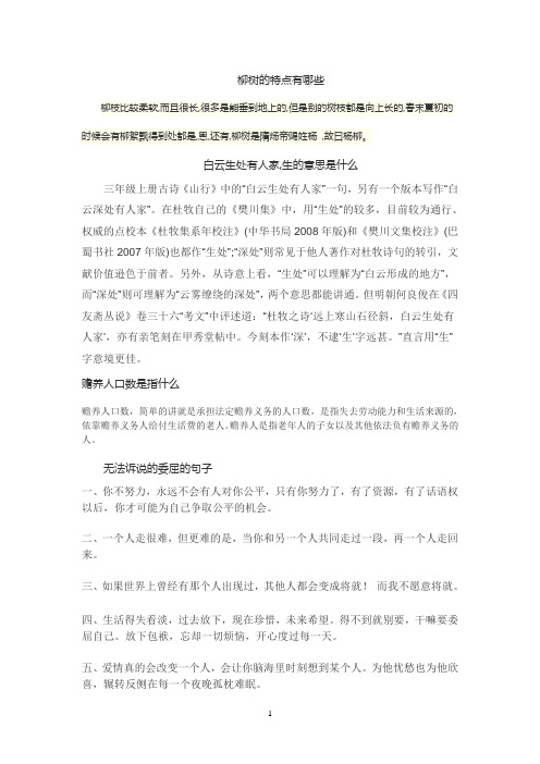 柳树的特点有哪些 赡养人口数是指什么