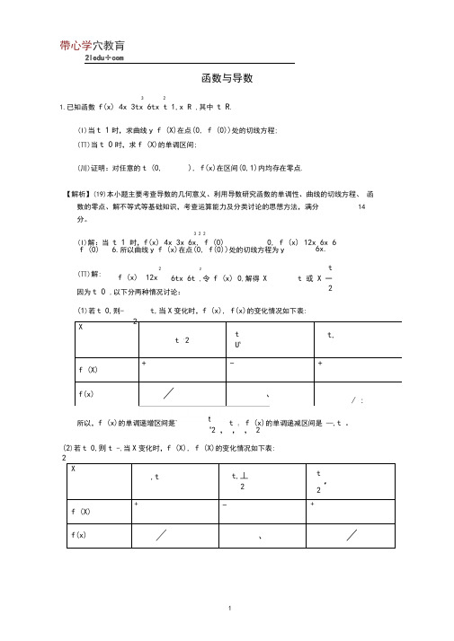 (完整版)函数与导数经典例题(含答案)