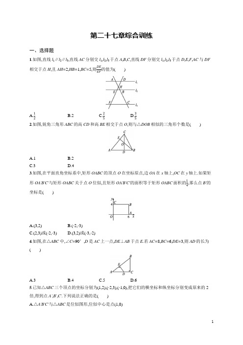 2024年人教版九年级全一册数学第二十七章综合训练试卷及答案