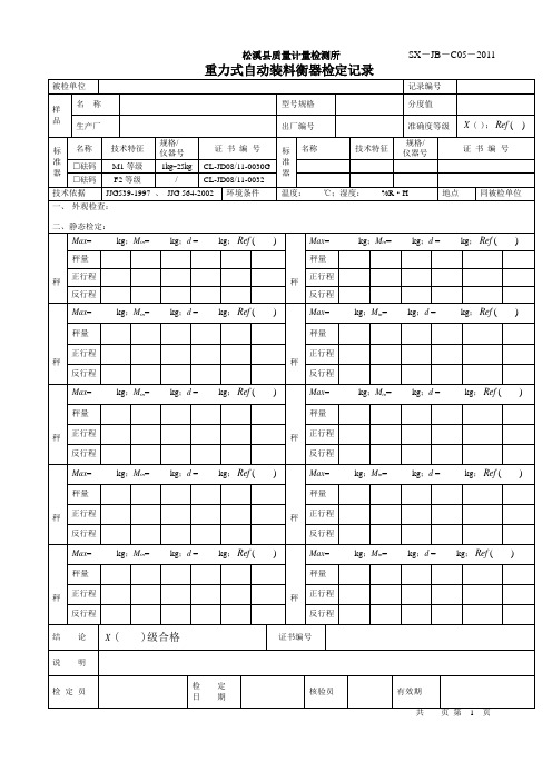 重力式自动装料衡器检定记录2