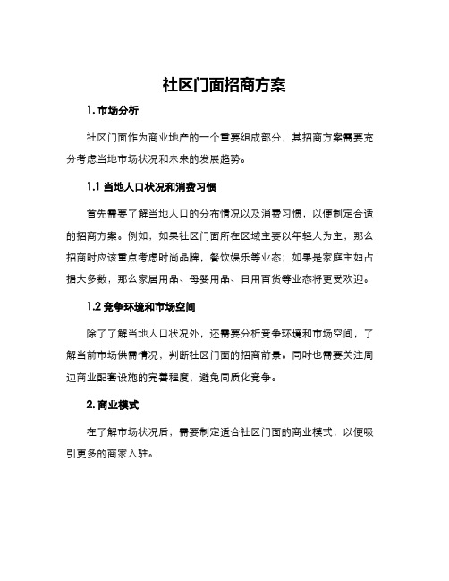 社区门面招商方案