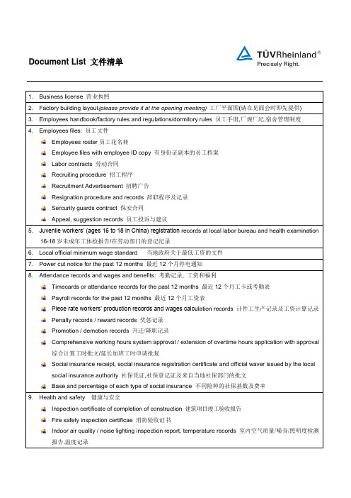 Audit Document List