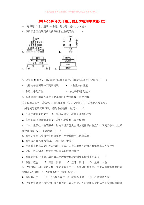 2019-2020年九年级历史上学期期中试题(II)