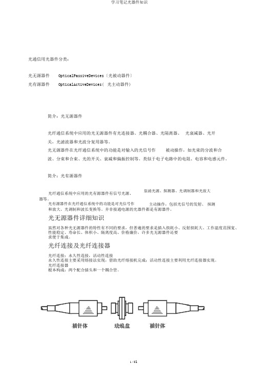 学习笔记光器件知识