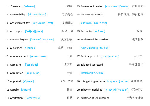 上海人力资源管理师三级英语单词带英标