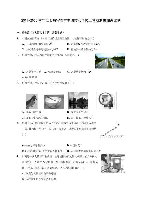 2019-2020学年江西省宜春市丰城市八年级上学期期末物理试卷 (含答案解析)