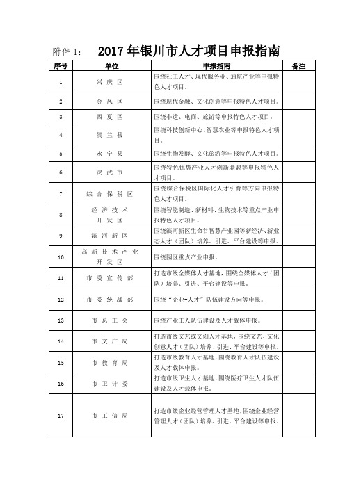 银川市人才项目申报指南.doc