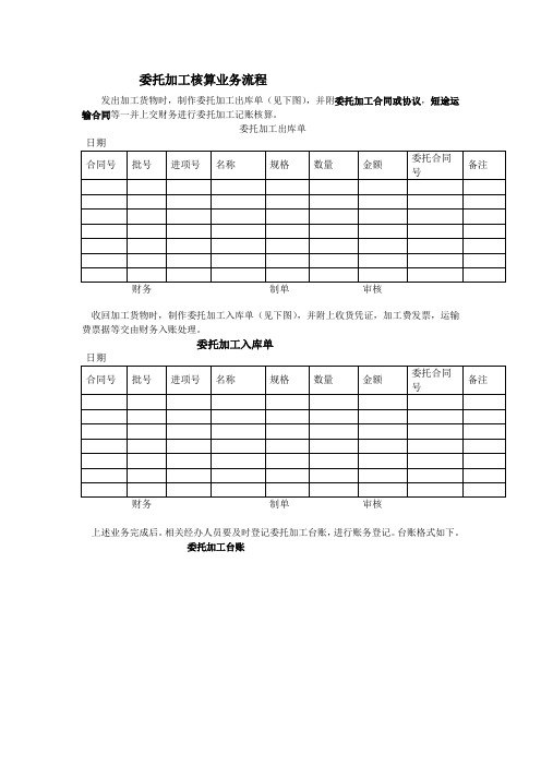 委托加工核算业务流程