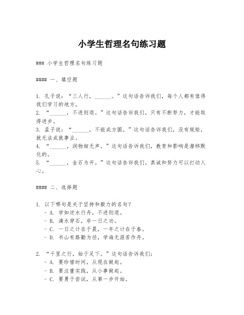 小学生哲理名句练习题