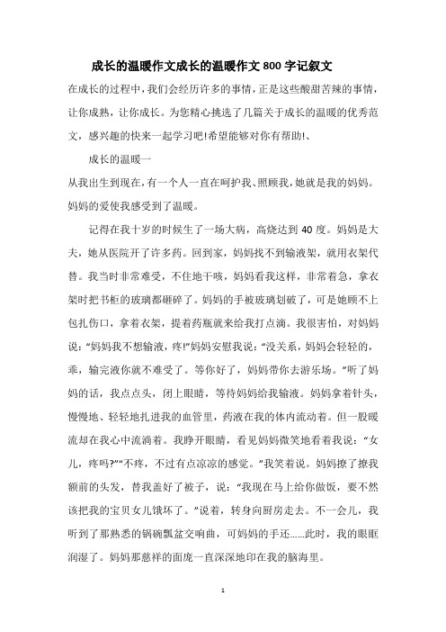 成长的温暖作文 成长的温暖作文800字记叙文