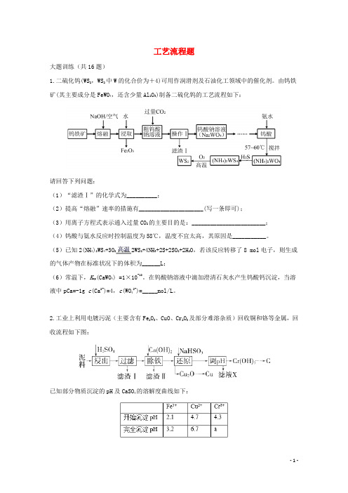 2022届高三化学一轮复习考点特训工艺流程题含解析