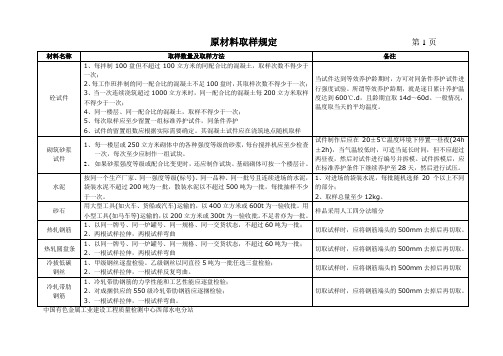 材料取样数量及方法