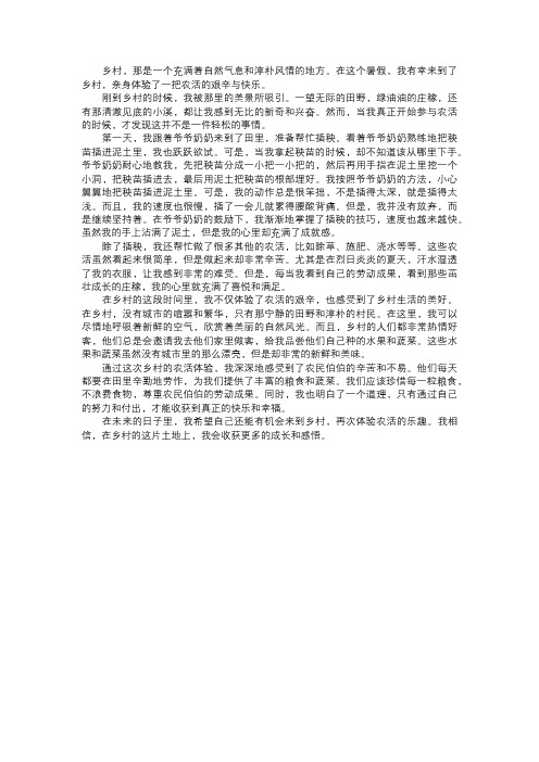 我在乡村的农活体验