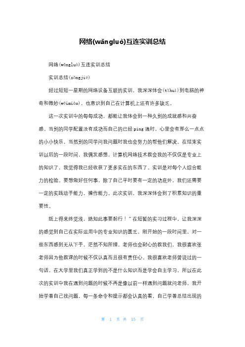 网络互连实训总结